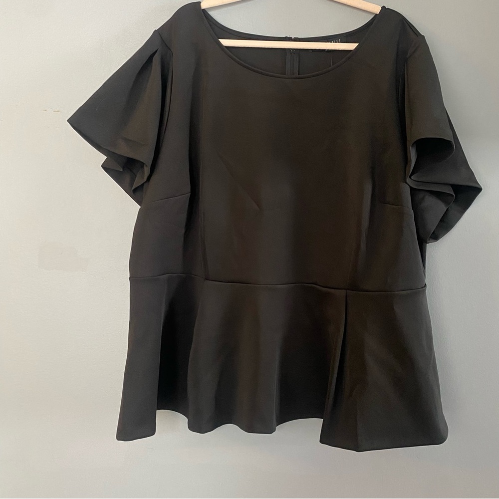 Eloquii Black Flared Blouse
